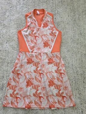 Adidas Tennis Sleeveless Coral Floral A-Line Dress Size S